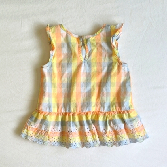 joe fresh eyelet cotton peplum top pastel picnic gingham 18-24 months baby girl - Picture 4 of 6